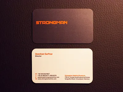 STRONGMAN Business Card ali branding business card card corporate corporate identity identity industry leading medical mockup pantone print print media printed rounded corners spot spot uv strongman uv visiting card wordmark