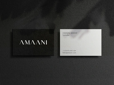 AMAANI Business Cards amaani brand identity business card business card mockup card classic classy effendy identity logotype luxurious luxury menswear minimal monochrome serif logo stationary thobes typography wordmark