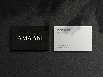 AMAANI Business Cards amaani brand identity business card business card mockup card classic classy effendy identity logotype luxurious luxury menswear minimal monochrome serif logo stationary thobes typography wordmark
