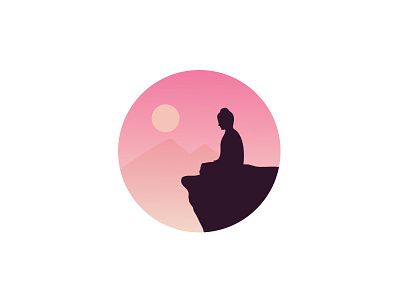 Buddha Silhouette blog buddha gradient illustration. meditation mountains peace silhouette sunset