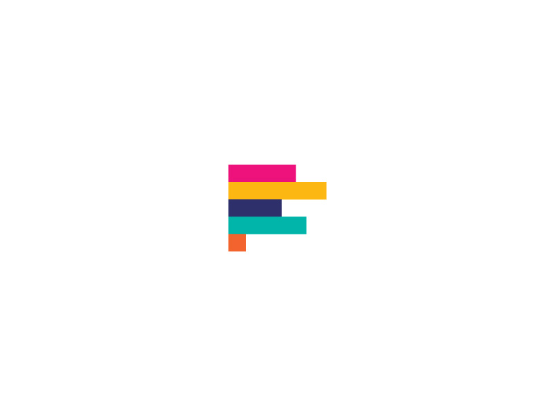 F + Analytics analytics logo funding color bars colour finance fundraising progress vibrant abstract vector lettermark identity colorful startup symbol effendy design mark branding
