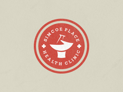 Simcoe Place Health Clinic - 1st Proposal ali canada care caring clinic crest effendy emblem family hands health logo medical mortar pestle physician simcoe symbol