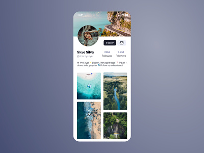 User Profile Page for a Concept Social Media App daily ui daily ui 006 mobile profile profile page social media profile travel travel app travel application travel profile ui user user profile videographer
