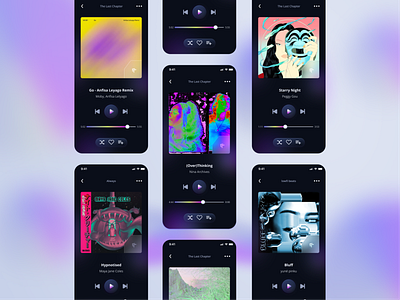 Dark Mode Music Player Concept App audio app daily ui dailyui009 dark mode design glassmorphism mobile music app music music app song song player ui