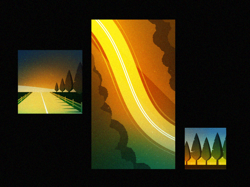 Roadscape 2 d animation after effects aniamted gif animation gif illustration landscape motion graphics transportation travel