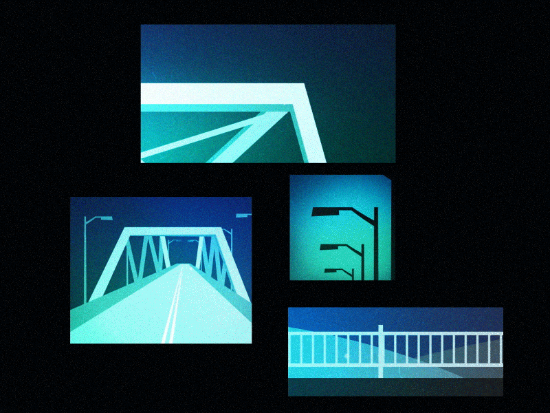 BridgeScape 2 d animation after effects aniamted gif animation animation 2d blue bridge design gif illustration motion graphics transportation travel
