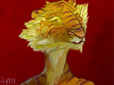 Tiger I animal digital art drawing illustration red stripes tiger