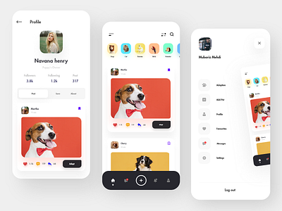 Pet Adoption Store App app app design cat clean colorful concept filter flat home screen homepage interface ios list menu minimalism pet pet adoption pet care petshop popular