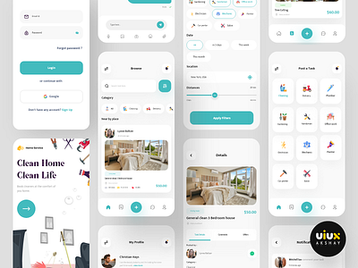 Home Services App appdesign branding clean clean ui colorful concept creative daily ui dailyui design dribbble best shot flat home home service interface ios minimal minimalism services trendy