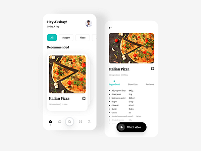 Recipe App Design app app design clean crypto cryptocurrency dark delivery flat food green ios iphone minimal mobile recipe responsive simple ui ux web