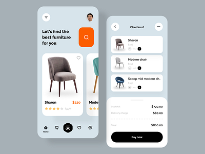 Furniture Shop App banking black crypto cuberto dark dark mode dark ui e commerce e commerce fashion finance fintech furniture golo online product qclay sajon islam store trend 2021