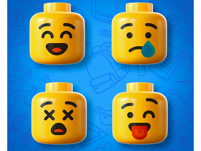 Lego Emoji 3d 3ds max art concept art emoji illustration lego photoshop toy vray
