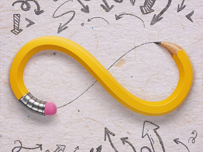 Infinity pencil 3d illustration art loop motion graphics pencil photoshop satisfying vray