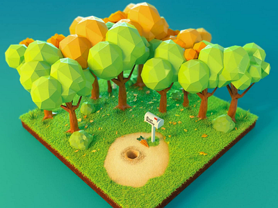 Bugs Bunny 3dsmax blender cartoons concept conceptual forest illustration isometric looney toon lowpoly lowpolyart render toon trees vray