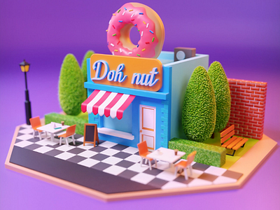 Doh nut 3d 3ds max blender colorful concept donuts food isometric photoshop shop