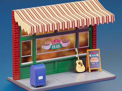 Central Perk isometric Art cafe coffee illustration isometric minium