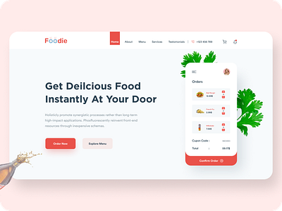 Restaurant Website Header clean ui creative landing page creative landing page design landing page landing page design minimal ui modern landing page restaurant restaurant app restaurant design restaurant logo ui design ux design web design website header website ui website ui design