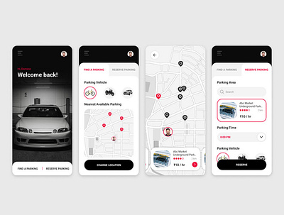 Car Parking/Reserving App - Concept app design ui