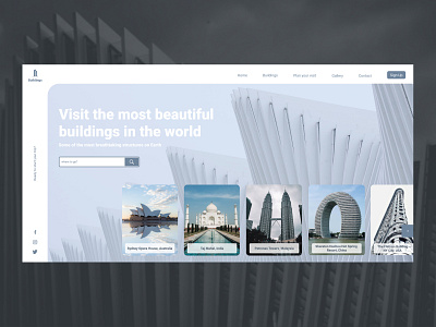 Visit the most beautiful buildings in the world- Website concept architecture architecture website blue buildings the most beautiful buildings travel trip ui ux web web design website