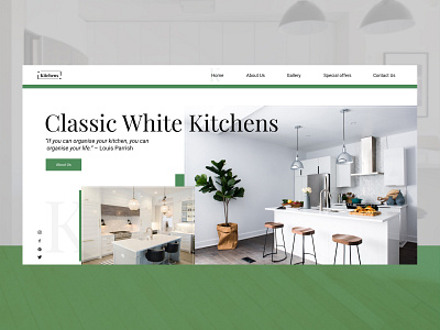 Classic white kitchen - concept design clean concept figma green kitchen landingpage ui uidesign ux web web design white