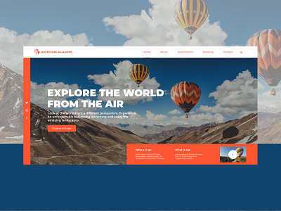 Adventure Balloons - UI Concept adventure air balloons blue explore figma orange sky trip ui uidesign uiux web webdesign world