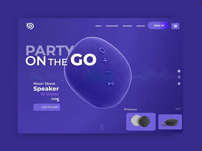 Moon Stone Speaker 2d animation after effects animation app branding dark gif interface motion motion graphics music product design ui user experience user interface ux visualizer web web design website