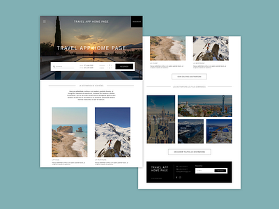 Travel App Home Page - Version Desktop