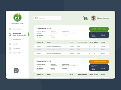 Dashboard for agricultural material Store - Order page admin agricultural backoffice dashboard figma store ui ux web webdesign
