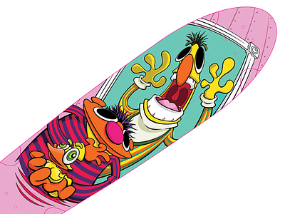 Bert and Ernie skateboard deck bert and ernie illustration jim henson muppets sesame street skateboard vector illustration