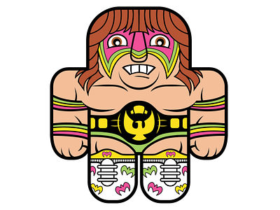 WWF Ultimate Warrior character design childrens book cute cute art digital art illustration sports art vector art vector illustration wrestling buddies wwf