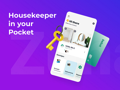 Housekeeper in your Pocket 3d app branding document housekeeper pay pdf property realestate rent ui ux