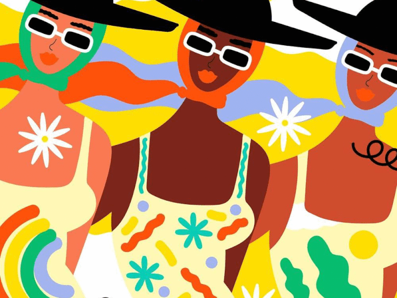 Warmer Days bold bright clothes colour colourful design fashion fashionillustration female femalecharacters fun illustration illustrator pattern positive spring summer sun swimmingcostume vector