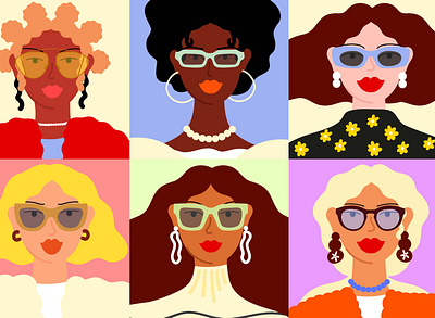 Girls in Sunglasses advertising campaign character design colourful fashion illustration girls illustration illustration art illustration digital people illustration sunglasses vector artist