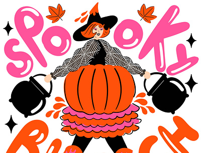 Spooky campaign character design colour colourful design falls fashion illustration female halloween illustration illustrator positive spooky spooky season vector witch