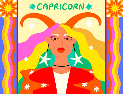 Capricorn capricorn colourful colourfull fashion fashion illustration female horoscope illustration illustration art illustrator vector vectorart zodiac