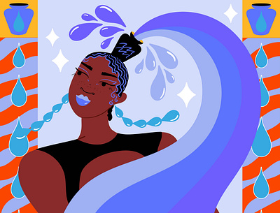 Aquarius aquarius astrology campaign colour colourful design fashion illustration female illustration illustration art illustrator vector zodiac