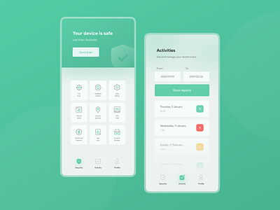 Antivirus app concept UI design