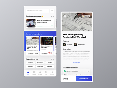 Learning App UI Design app app design application course course app education educational learn learning learning app skill ui ui design uidesign uiux uiuxdesign