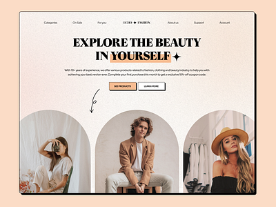 Fashion Website Hero Section beauty brutalism classic clothes echo echo design echodesign fashion fashion website minimal trendy ui uidesign web web design webdesign