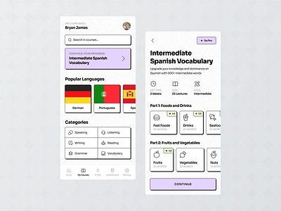 E-Learning Application (Part 2) app app design brutal brutalism classic classy e learning echo echo design echodesign education language learning minimal ui uidesign