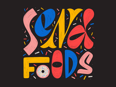 Send Foods colorful doughnut food illustration lettering texture type typography