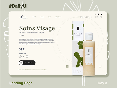 :: 003 cosmetic daily ui dailyuichallenge design graphic design green landingpage neutral