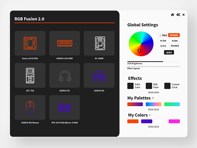 Gigabyte RGB Fusion Redesign Concept desktop app gaming rgb software design ui uidesign uiux uiuxdesign userinterface