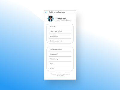 DailyUI 007 Settings