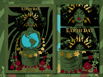 Gaia Earth Day Poster + Bonus captain planet don cheadle earth day earth mother gaia illustration poster art vector
