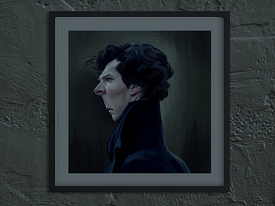 Sherlock caricature digital painting illustration portrait