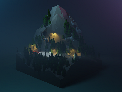 Mountain drive 3D scene