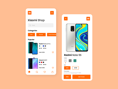 Xiaomi Mobile Shop app design ui ux