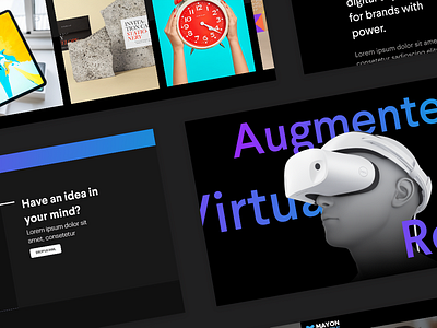 Concept UI Design for Mayon Technologies adobe xd ar augmentedreality dark design figma night reality ui virtualreality vr website website design