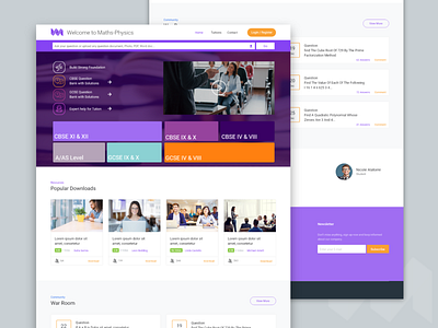 MathsPhysics - A learning website adobexd education education website figma maths photoshop physics school simple uiux